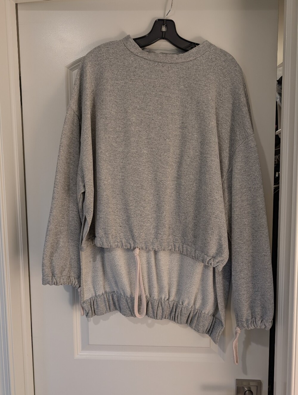 Y2K Zara Women's Gray Pullover High-low Sweatshirt with Drawstring